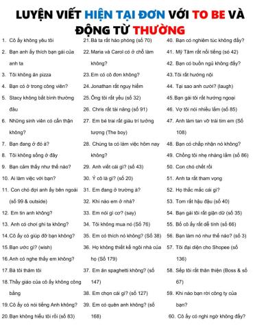 Luyện viết với Hiện Tại Đơn