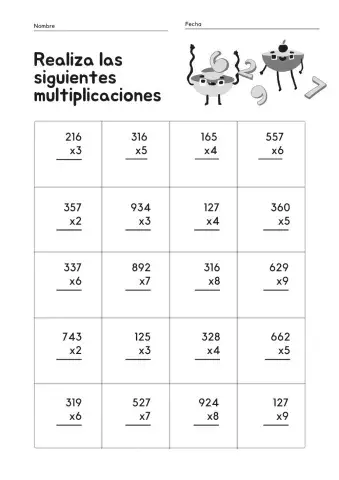 Multiplicaciones de una cifra