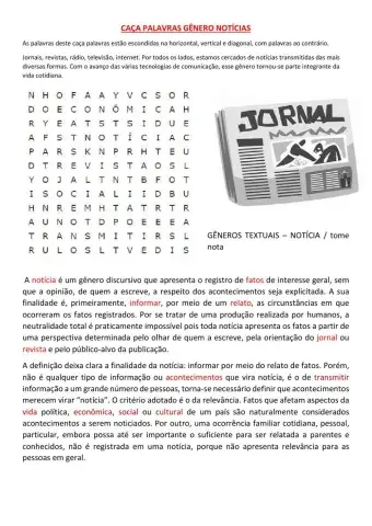 Caça palavras notícia