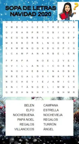 Sopa de letras navidad 2020