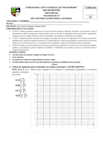 Examen de 6to Año 2do Quimestre 1er Parcial Matemática