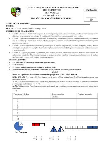 Examen de 5to Año 2do Quimestre 1er Parcial