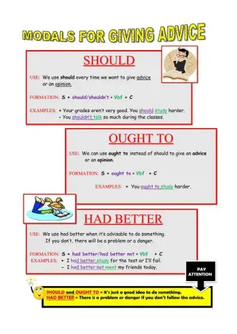 Modals for giving advice