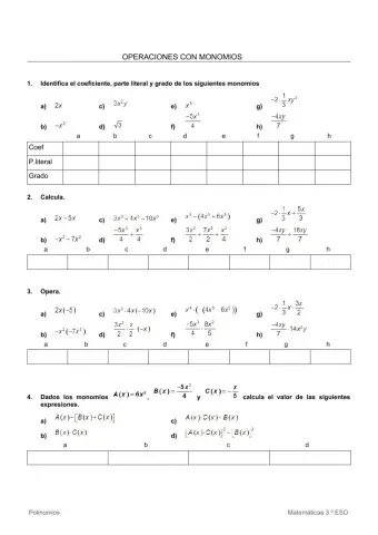 Operaciones con monomios