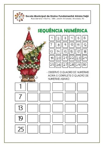 Sequência numérica até 30