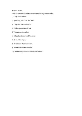 Passive voice Present and past tenses