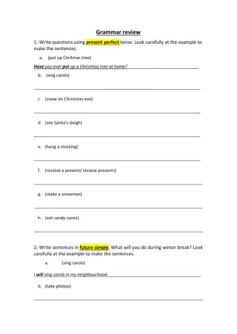 Grammar review term 1 6º