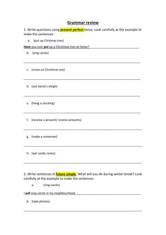 Grammar review term 1 6º