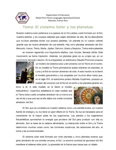 El sistema solar y los planetas