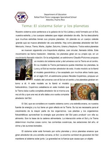 El sistema solar y los planetas