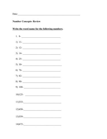 Number Concepts