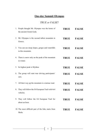 One-day summit olympus