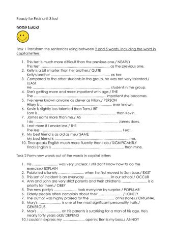 Ready for First unit 3 test