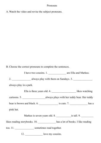 Pronouns and Possessives 2A