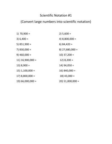 Scientific Notation -1 (large numbers to scientific)