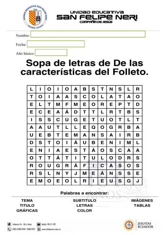 Sopa de letras el folleto