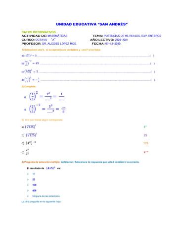 Potencias de los numeros reales