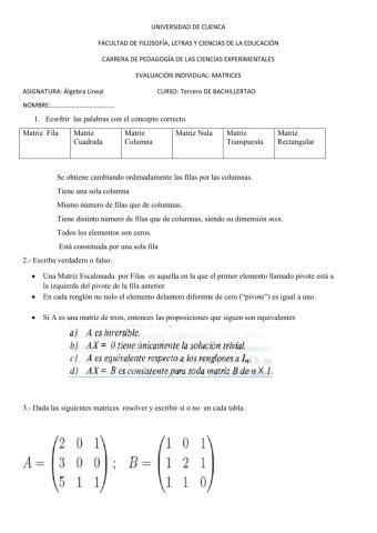 Evaluación de Matrices