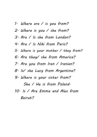 Countries- nationalities