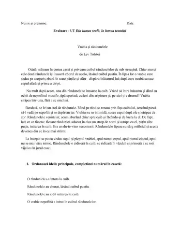 Evaluare-Din lumea reala in lumea textului