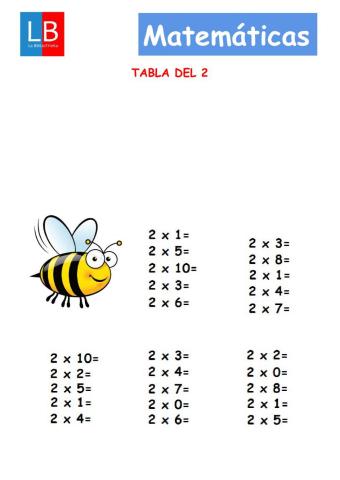 Tabla del 2