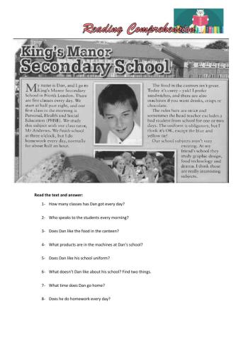 Reading Comprehension Present Simple