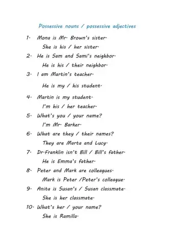 Possessive nouns - possessive adjectives