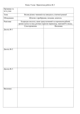 Практична робота 3 Хімія 9 клас