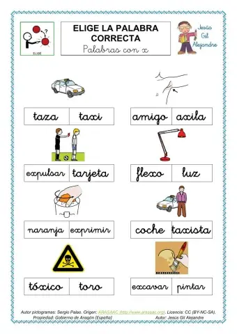 Elige la palabra correcta CON X MINÚSCULAS