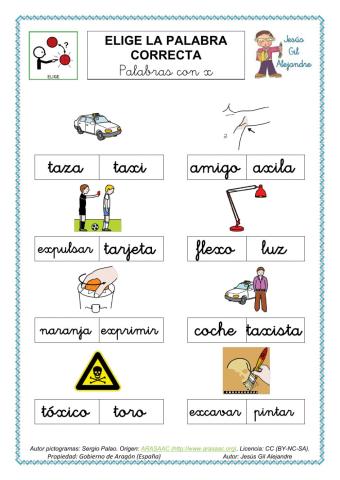 Elige la palabra correcta CON X MINÚSCULAS