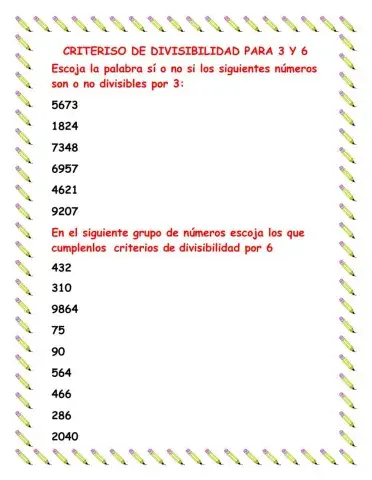 Criterios de divisibilidad para 3 y 6