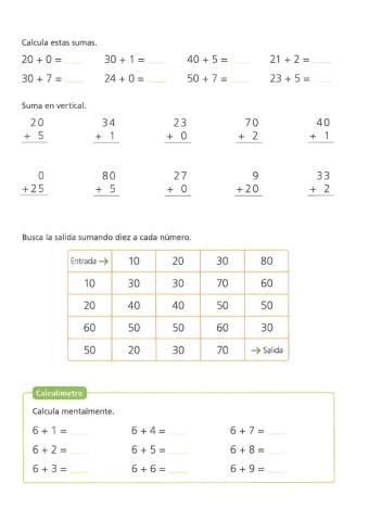 Sumas y restas sin llevar