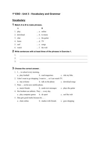 1ºESO Grammas and Vocab Unit 3
