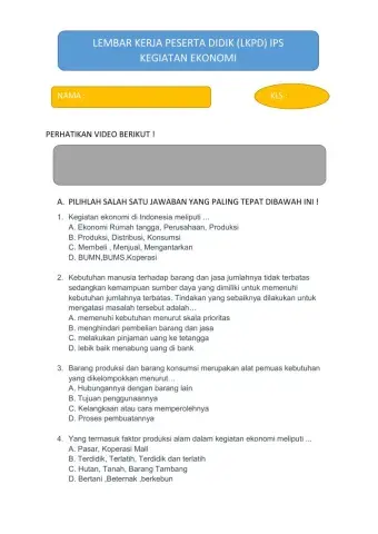 PELATIHAN LKPD - KEGIATAN EKONOMI KELAS 7