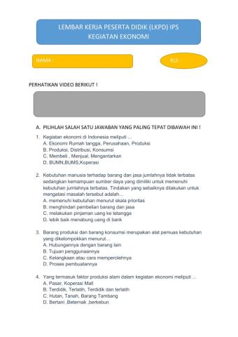 PELATIHAN LKPD - KEGIATAN EKONOMI KELAS 7