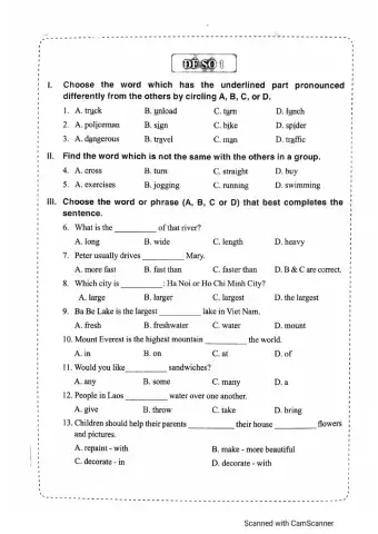 Đề số 1 -  Chinh phục bộ đề thi TA vào lớp 6