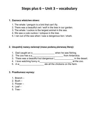 Steps plus 6 - unit 3 vocabulary