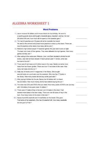 Algebra Word Problems