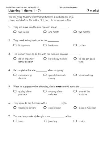 Listening Test grade 12