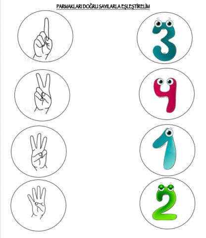 1-2-3-4 sayı parmak eşleştirme