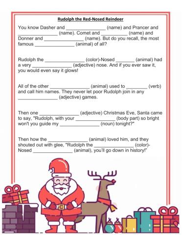 Rudolph the Red-Nosed Reindeer Mad-libs