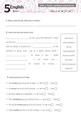 Exam U2 - Great weekend adventures!