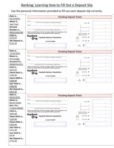 Banking Deposit Slips