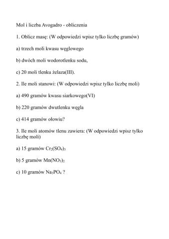 Mol i liczba Avogadro