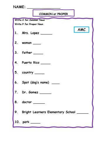 Common - proper nouns