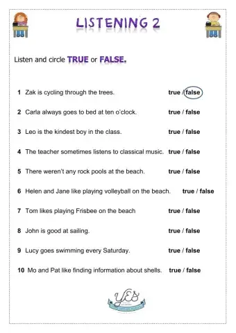 Kids 4 listening 2 - final exam