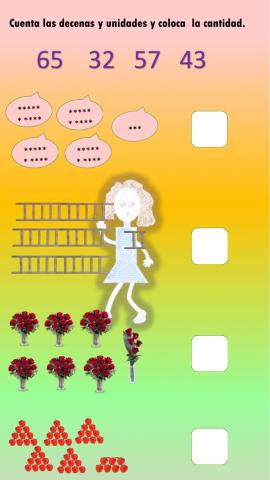 Cuenta las decenas y unidades y coloca la cantidad.