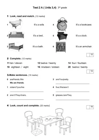 There is.There are.Numbers.Possessive adjectives
