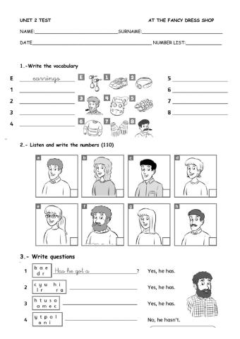 Unit 2 test 3 grade común