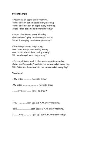 Present Simple daily routine